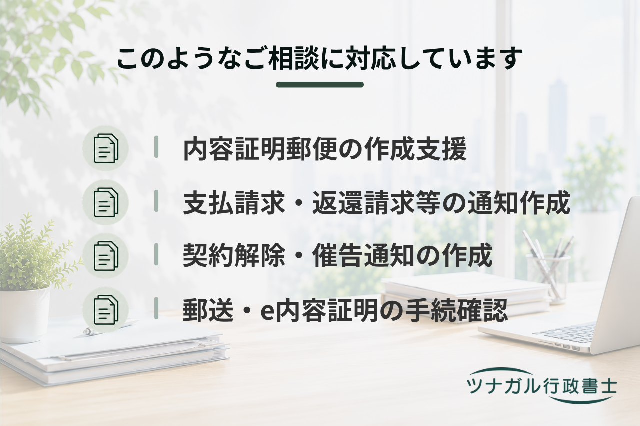 内容証明郵便の作成サポート（郵送・e内容証明）（gq106）