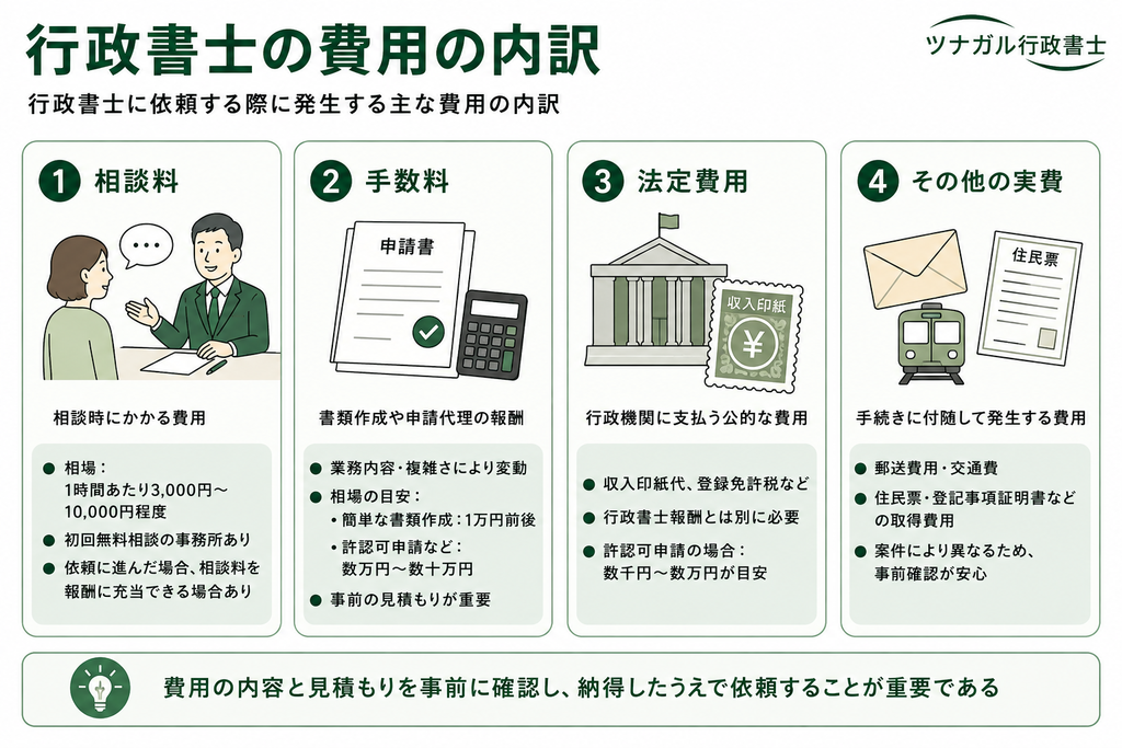 行政書士の費用の内訳