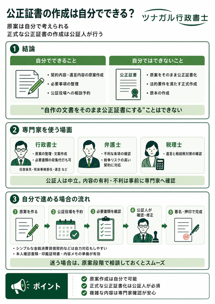 公正証書は自分で作成できるのか