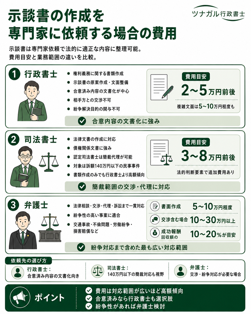 示談書の作成を専門家に依頼する場合の費用