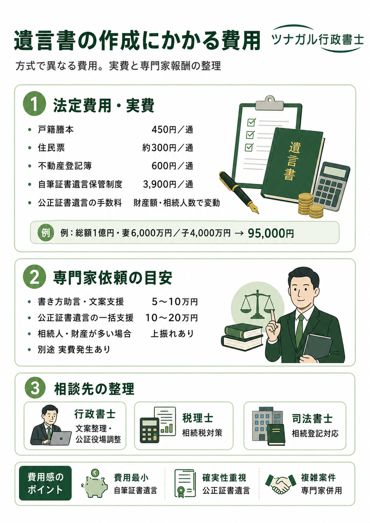 遺言書の作成にかかる費用