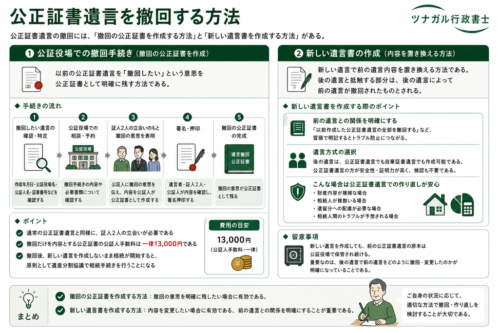公正証書遺言を撤回する方法