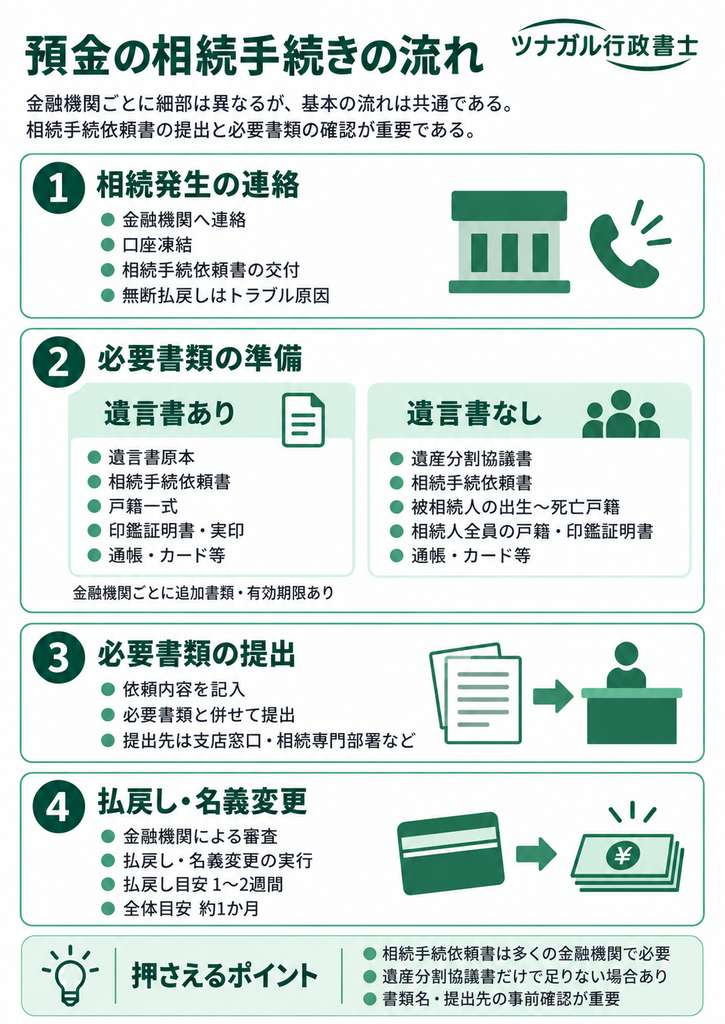 預金の相続手続きの流れ
