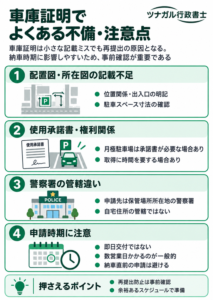 車庫証明でよくある不備・注意点