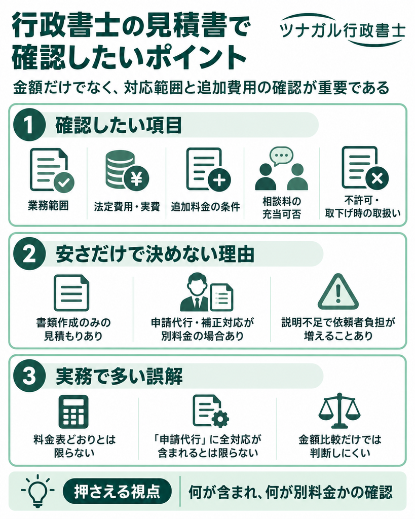 行政書士の見積書で確認したいポイント