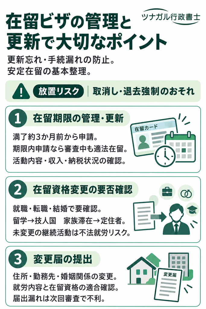 在留ビザの管理と更新で大切なポイント