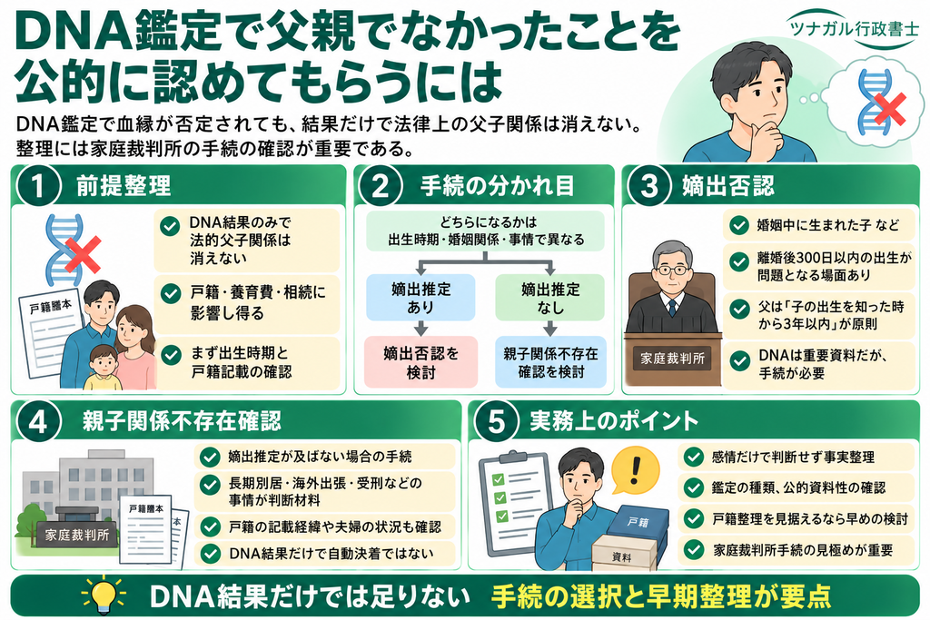 DNA鑑定で父親でなかったことを公的に認めてもらうには