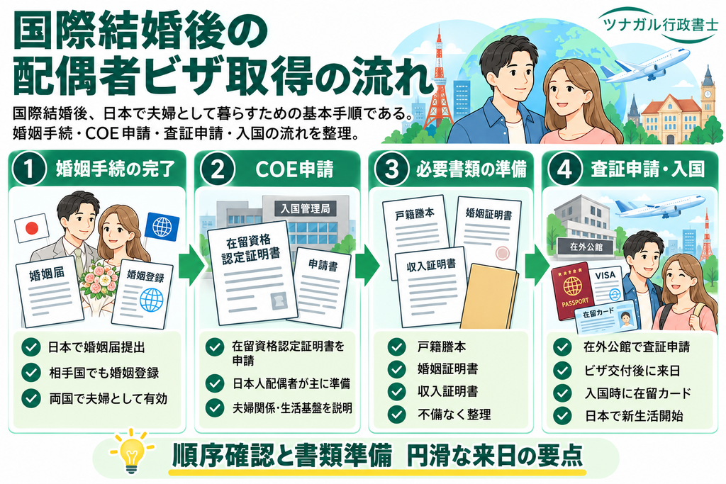 国際結婚後の配偶者ビザ取得の流れ
