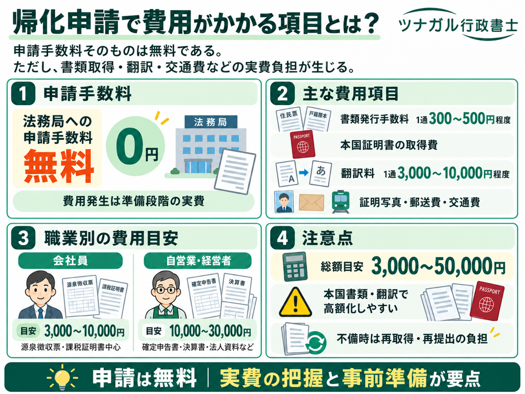 帰化申請で費用がかかる項目とは?