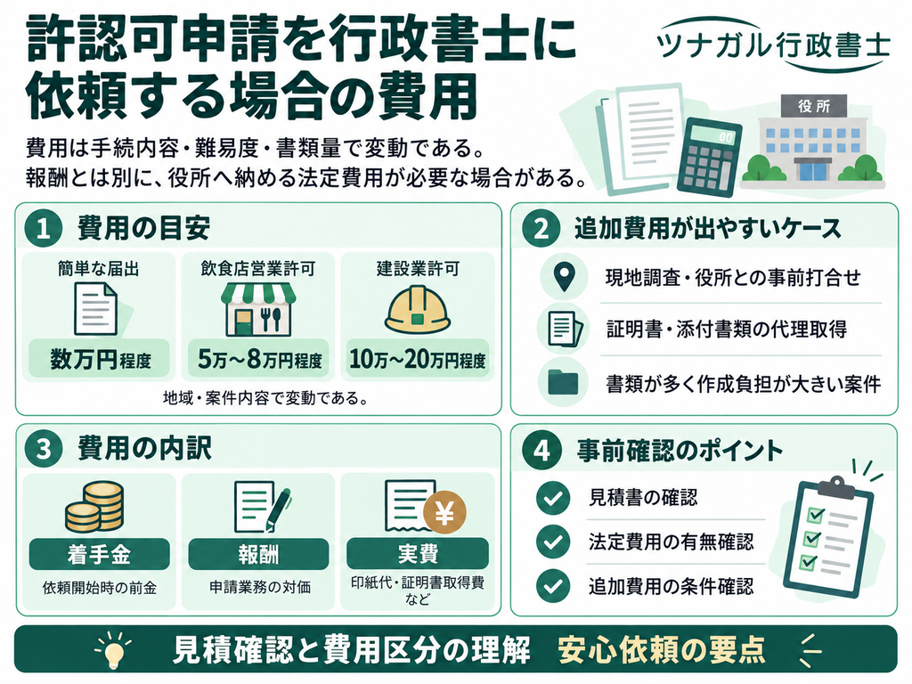 許認可申請を行政書士に依頼する場合の費用