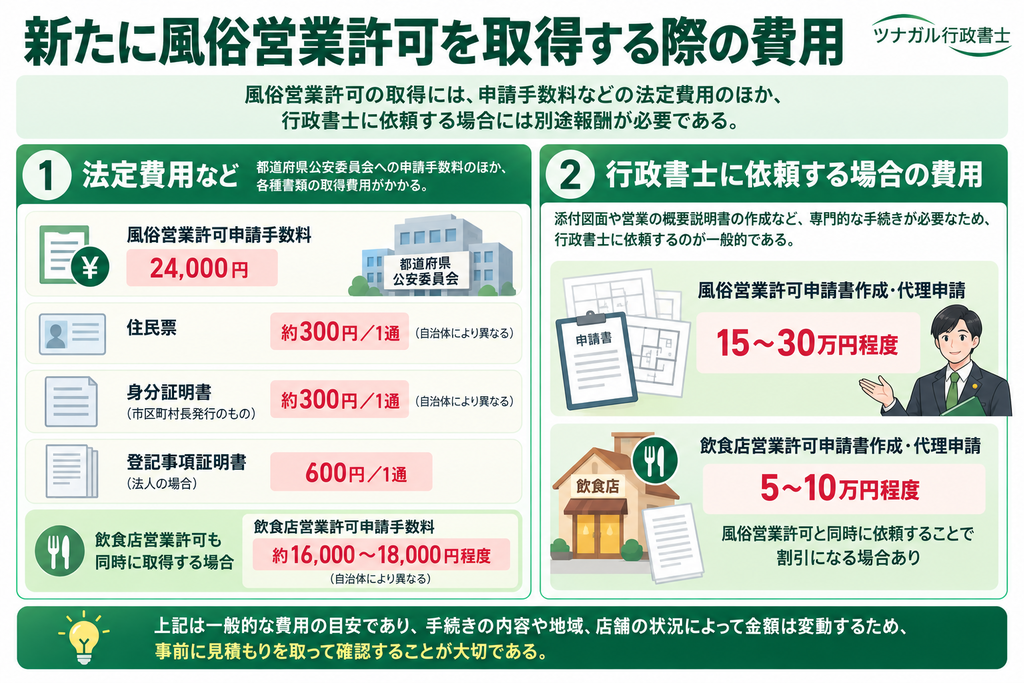 新たに風俗営業許可を取得する際の費用